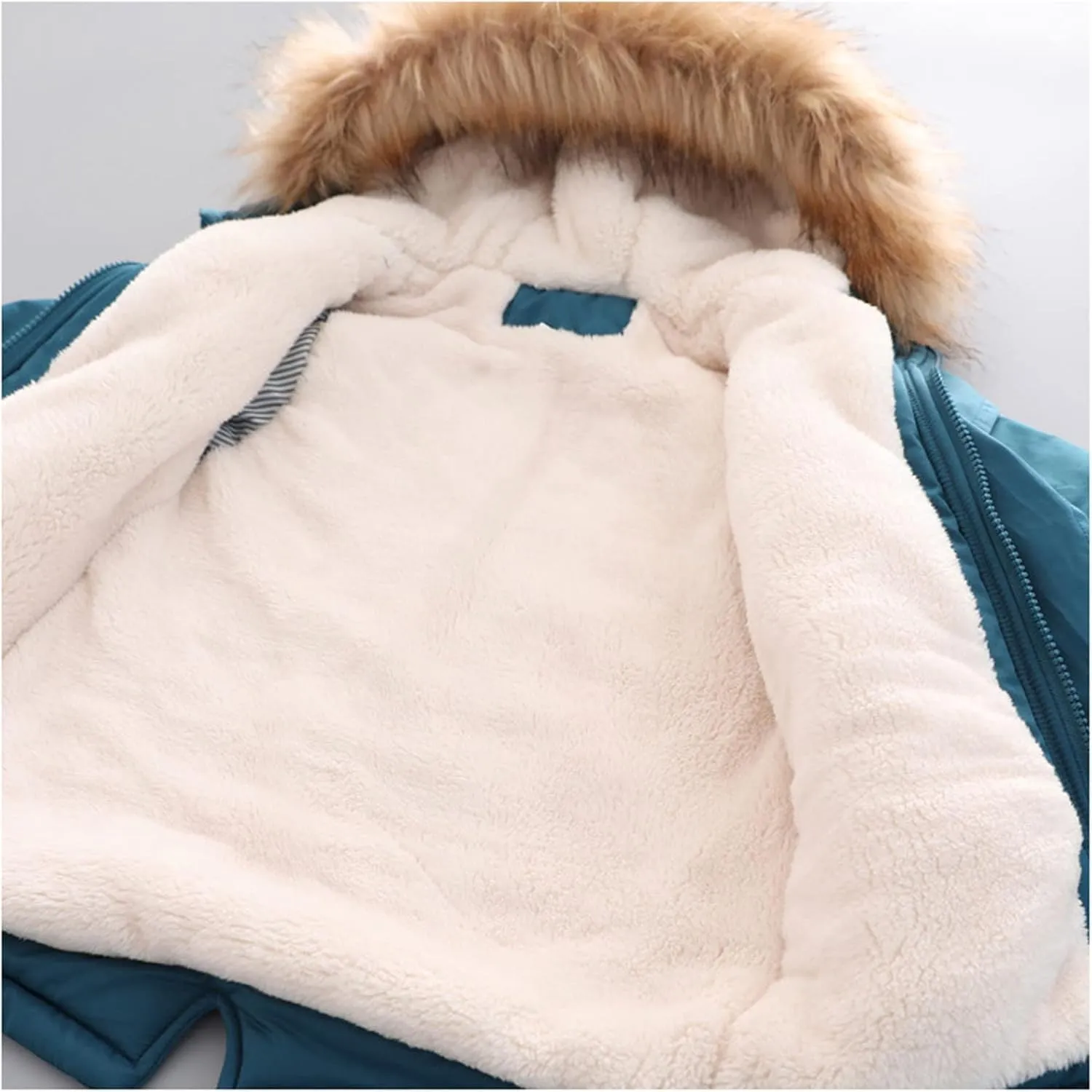 2021 Thick Quilted Fleece Lined Jacket for 2-7 Years Kids Boy's Winter Coat Hooded Cotton-padded Parka Outerwear