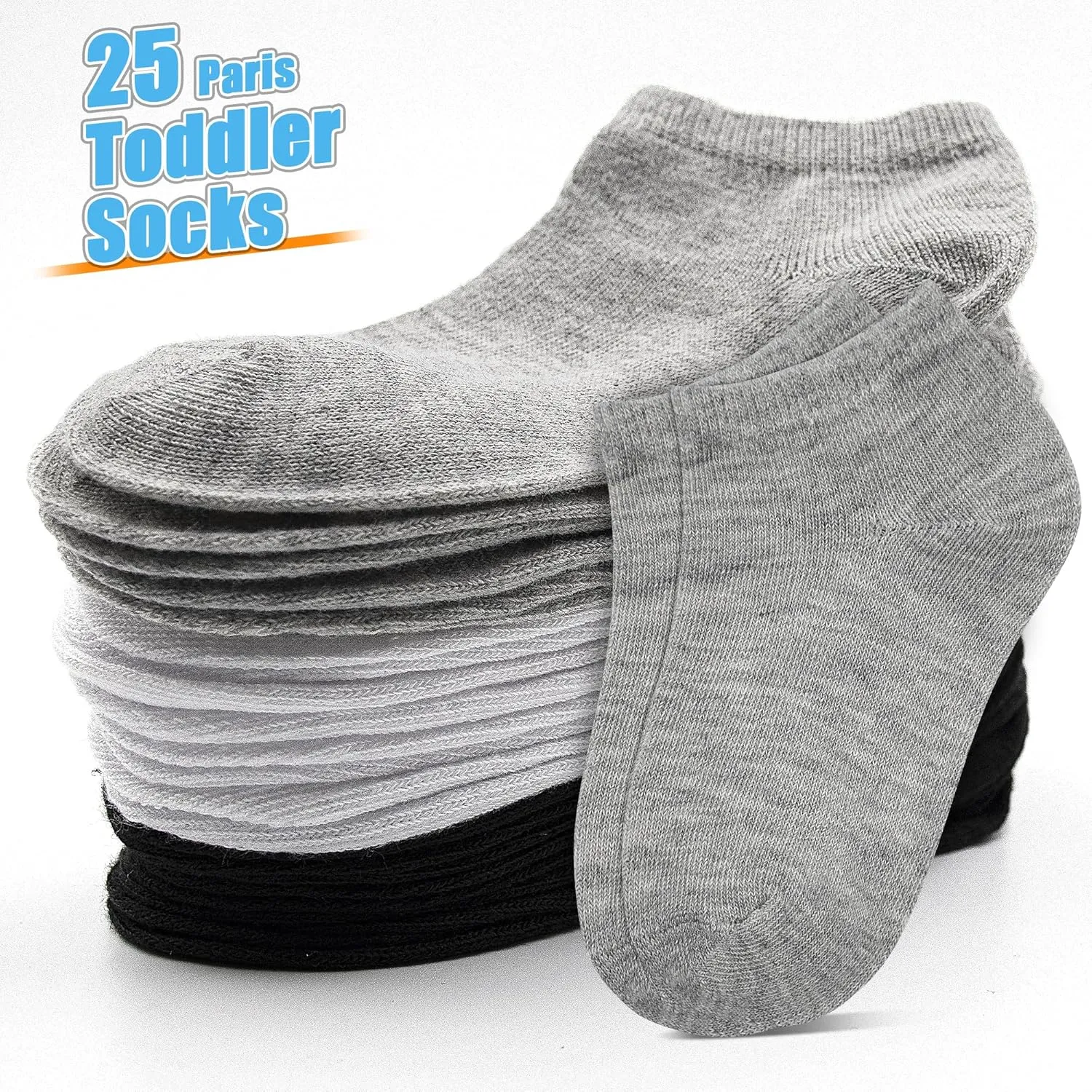 25 Pairs Toddler Socks, Boys Socks Kids Ankle Sock Low Cut Sock for Boys Girls 1-14 Years
