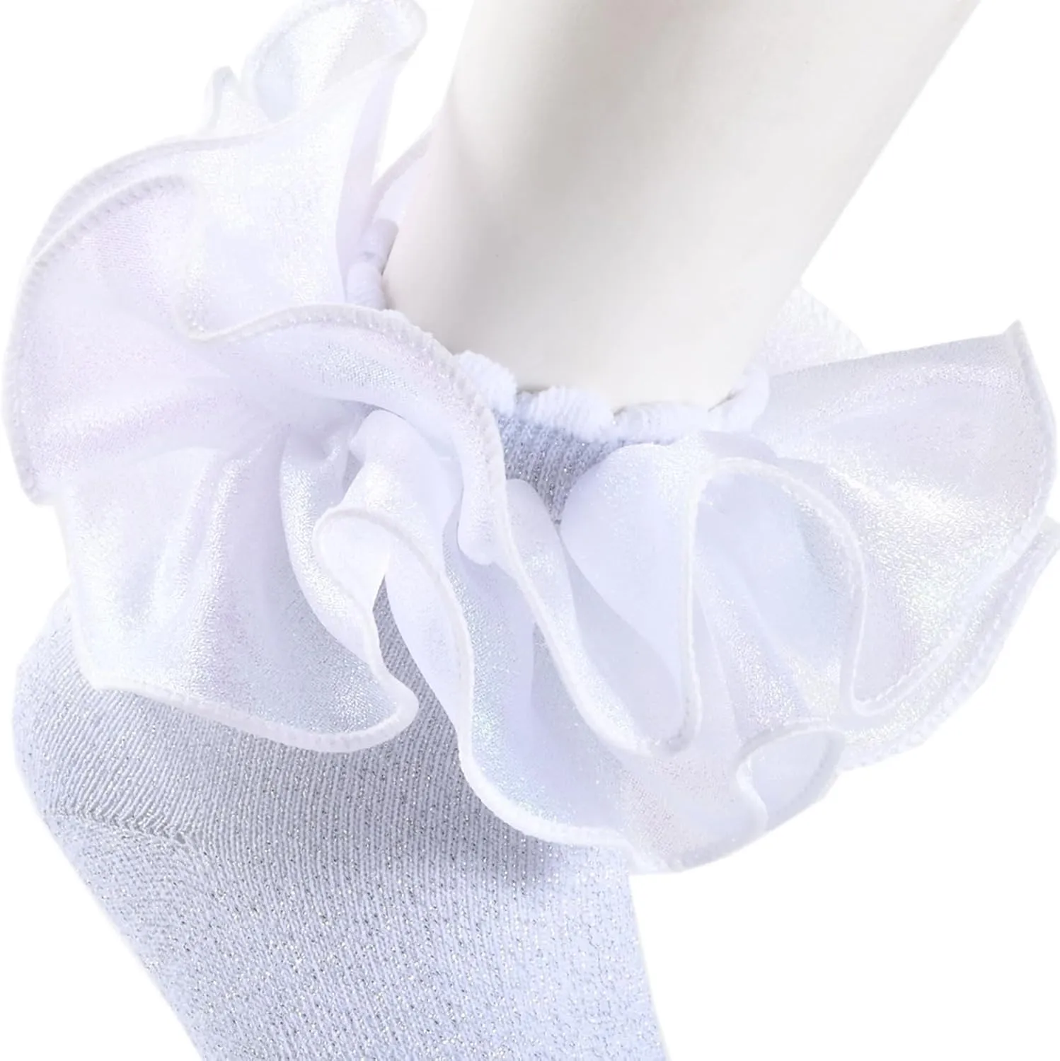 4 Pairs Girls Ruffle Socks Big and Shimmering Lace Sock Ruffled Dress Socks for Girl Toddler