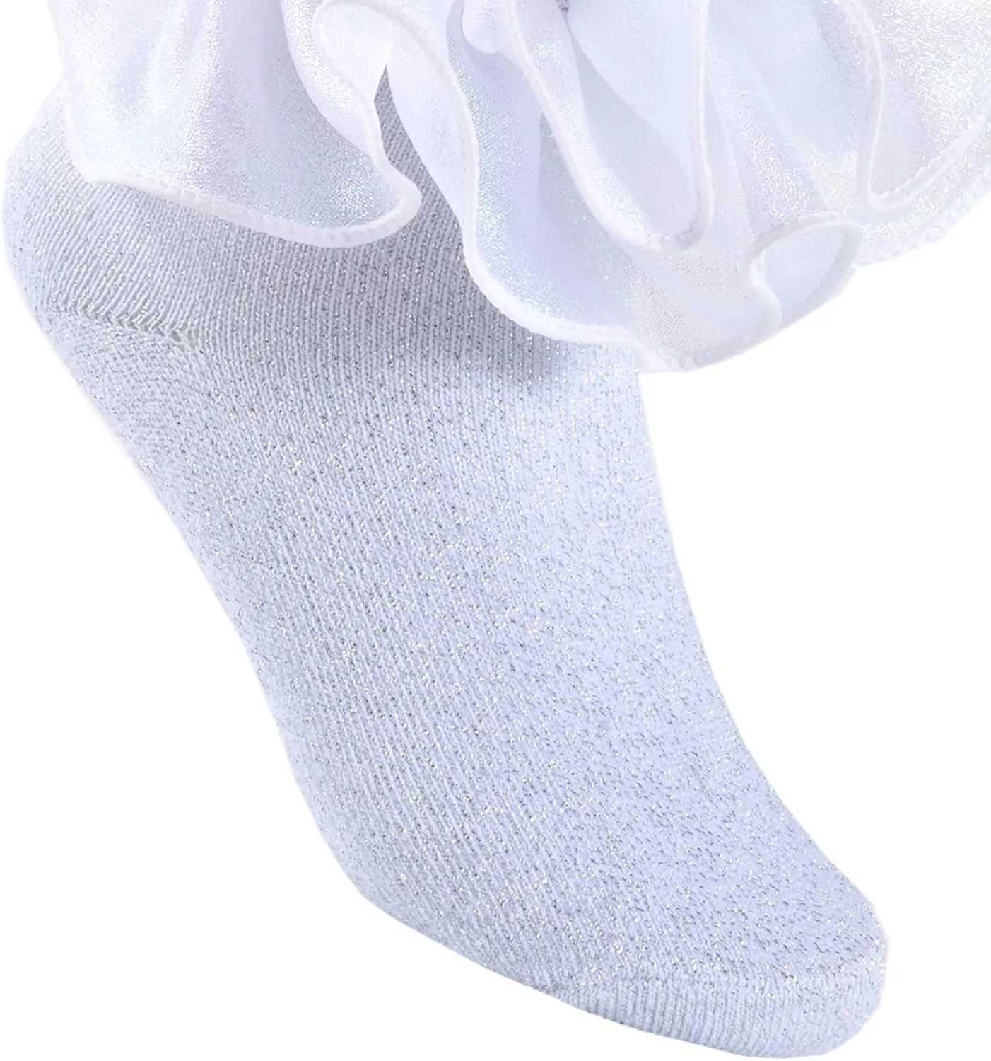 4 Pairs Girls Ruffle Socks Big and Shimmering Lace Sock Ruffled Dress Socks for Girl Toddler