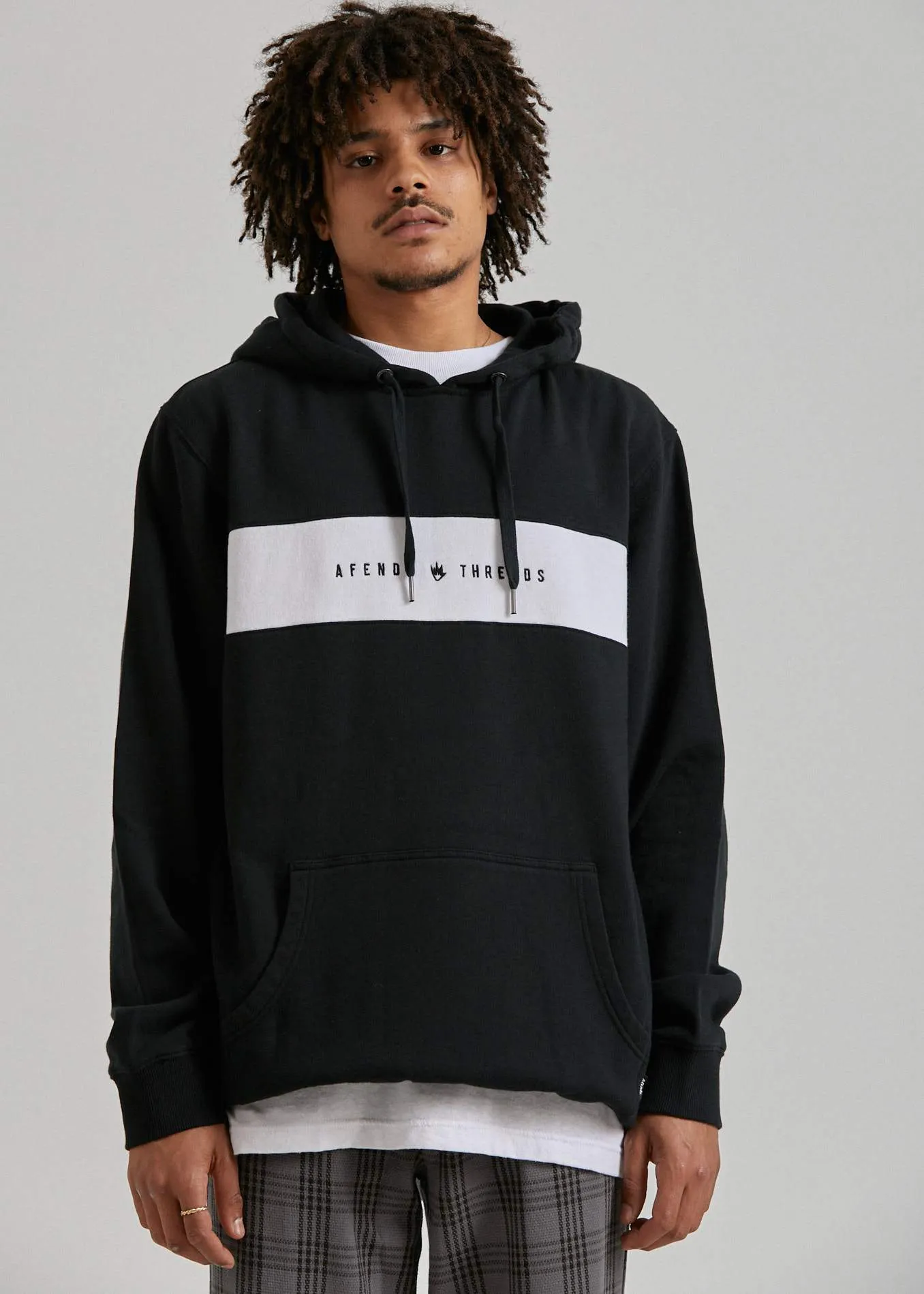 Afends Mens Panel - Pull On Hood - Black