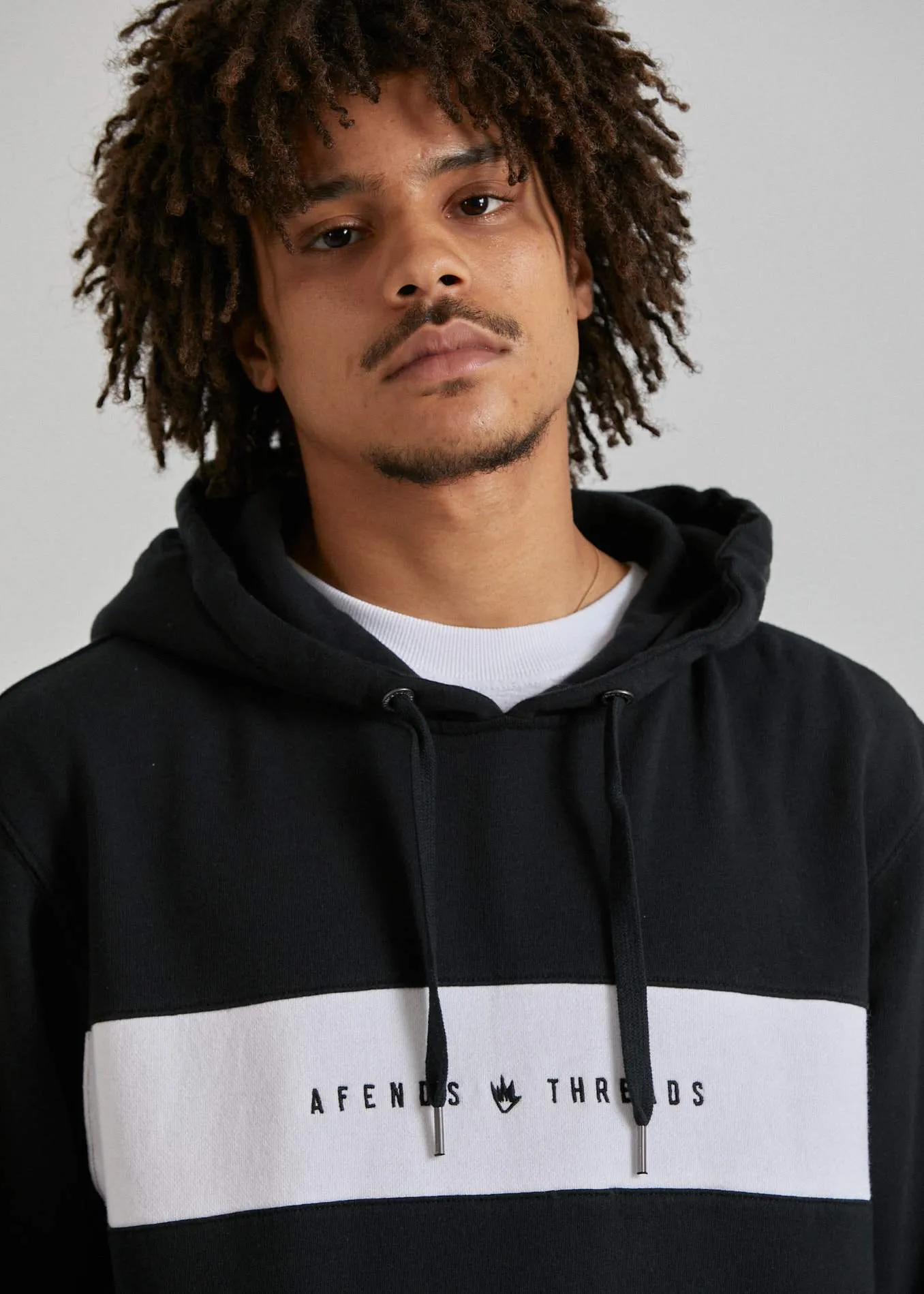 Afends Mens Panel - Pull On Hood - Black