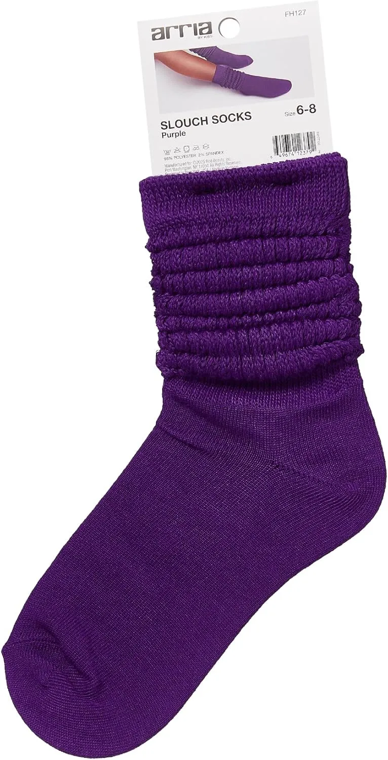 ARRIA Slouch Socks  Womens Cute Trendy, Soft Ribbed Medium Thickness, All Seasons, Classic Solid Colors, Boot Sock