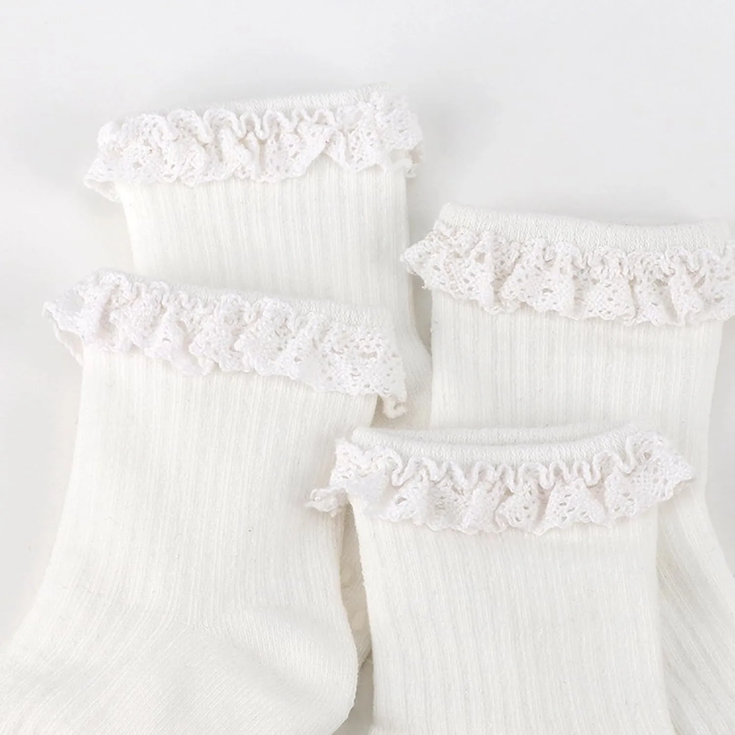 Baby Girl Toddlers Socks with Non-slip Grip Cute Frilly Ruffle Ankle Soft Cotton Newborn Baby Socks for Infant Kids