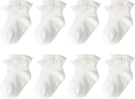 Baby Girl Toddlers Socks with Non-slip Grip Cute Frilly Ruffle Ankle Soft Cotton Newborn Baby Socks for Infant Kids