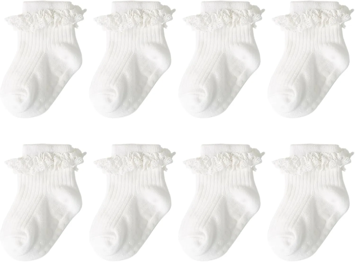 Baby Girl Toddlers Socks with Non-slip Grip Cute Frilly Ruffle Ankle Soft Cotton Newborn Baby Socks for Infant Kids