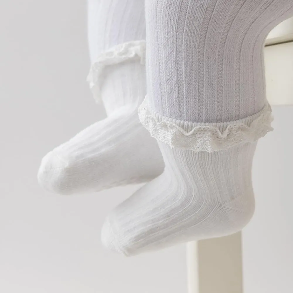 Baby Girl Toddlers Socks with Non-slip Grip Cute Frilly Ruffle Ankle Soft Cotton Newborn Baby Socks for Infant Kids
