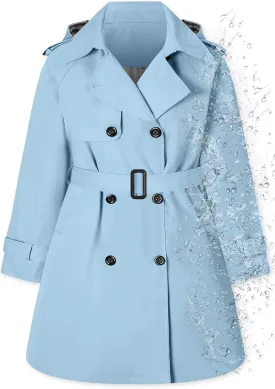 Betusline Girls & Women's Rain Jackets Waterproof Hooded Trench Coat,3 Years - Women 2XL