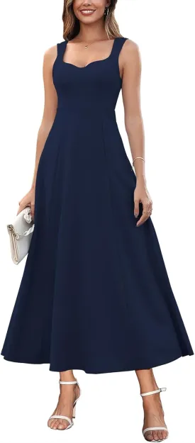 Brosloth Womens Wedding Guest Dresses Elegant Long Sweetheart Neckline Sleeveless Cocktail Dress