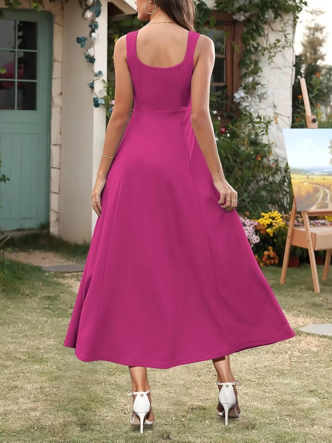 Brosloth Womens Wedding Guest Dresses Elegant Long Sweetheart Neckline Sleeveless Cocktail Dress