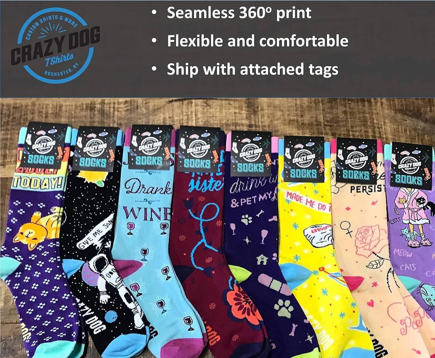 Crazy Dog T-Shirts Funny Compression Socks for Women and Men Cute Compression Socks For Women