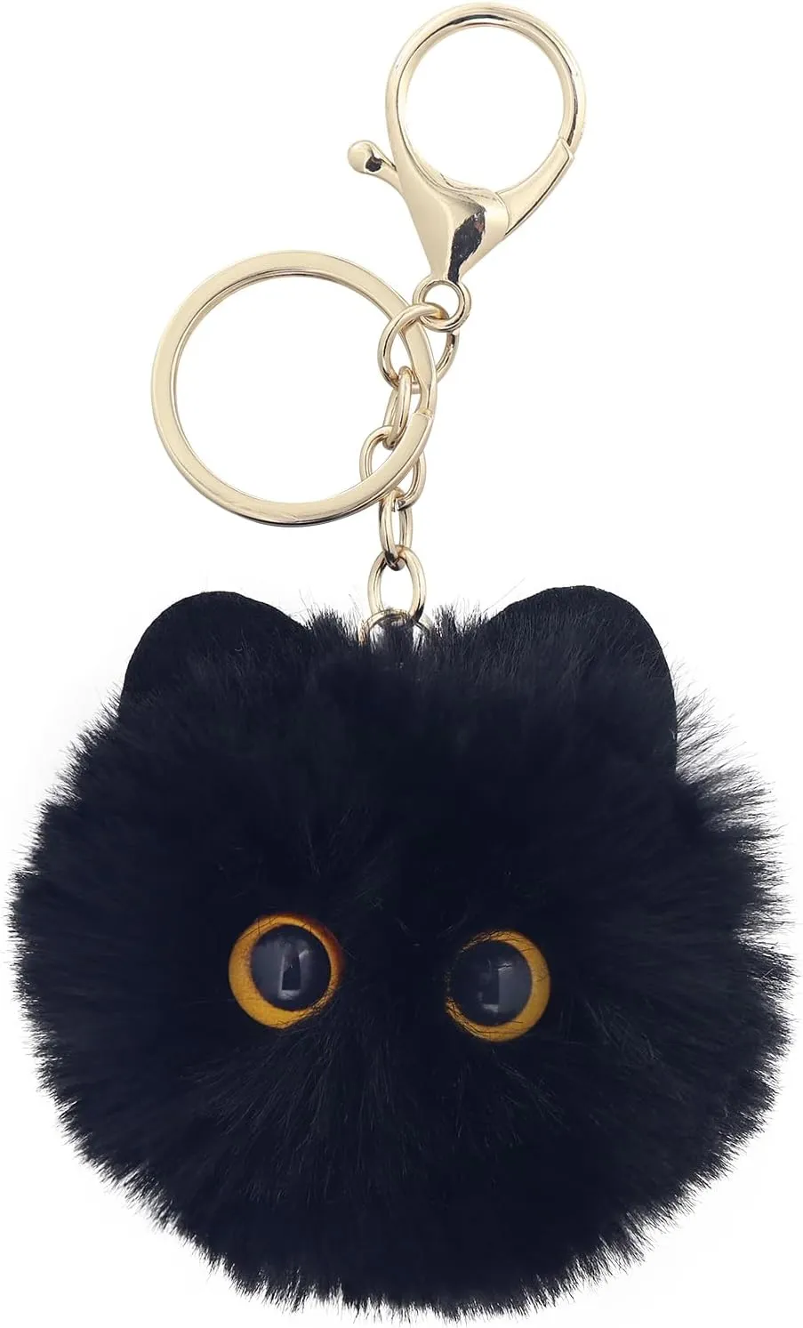 Cute Cat Pom Pom Keychains for Girls,Fluffy Keychain Accessories,Fuzzy Backpack Charms for Women