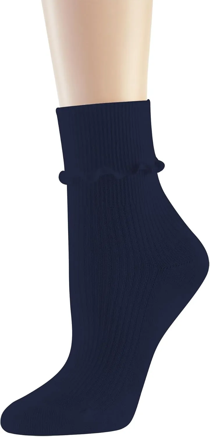 DOOVID Womens Socks Cute Ruffle Socks Cotton Turn-Cuff Frilly Crew Socks Slouch Casual Socks for Women