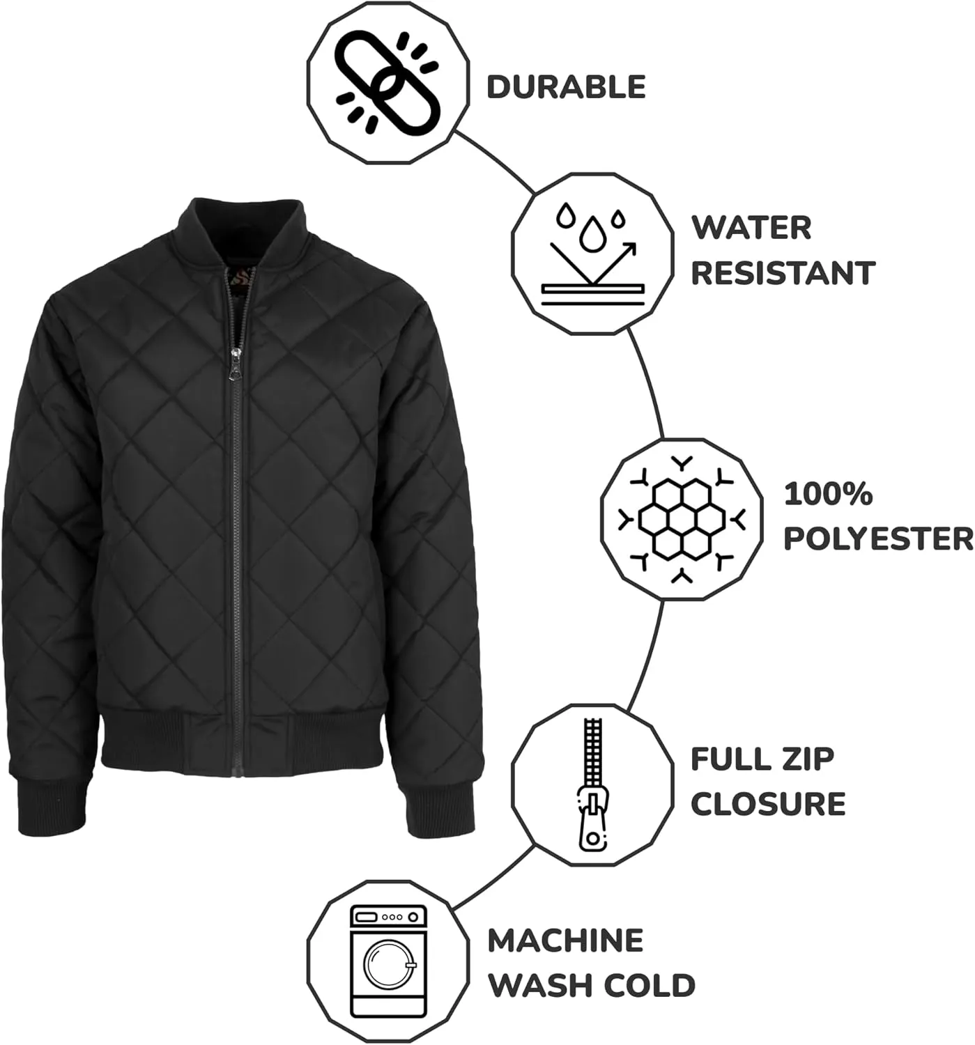Galaxy by Harvic Men's Heavyweight Dimond Quilted Bomber Jacket Varsity Coat with Pockets (Sizes, S-2XL)