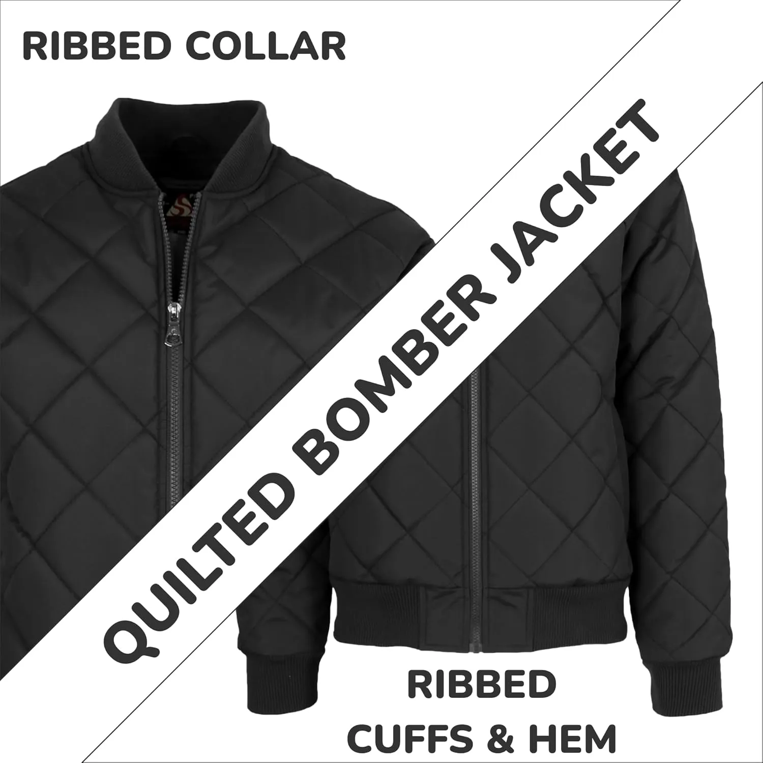 Galaxy by Harvic Men's Heavyweight Dimond Quilted Bomber Jacket Varsity Coat with Pockets (Sizes, S-2XL)