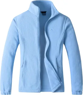 GIMECEN Women's Lightweight Full Zip Soft Polar Fleece Jacket Outdoor Recreation Coat With Zipper Pockets