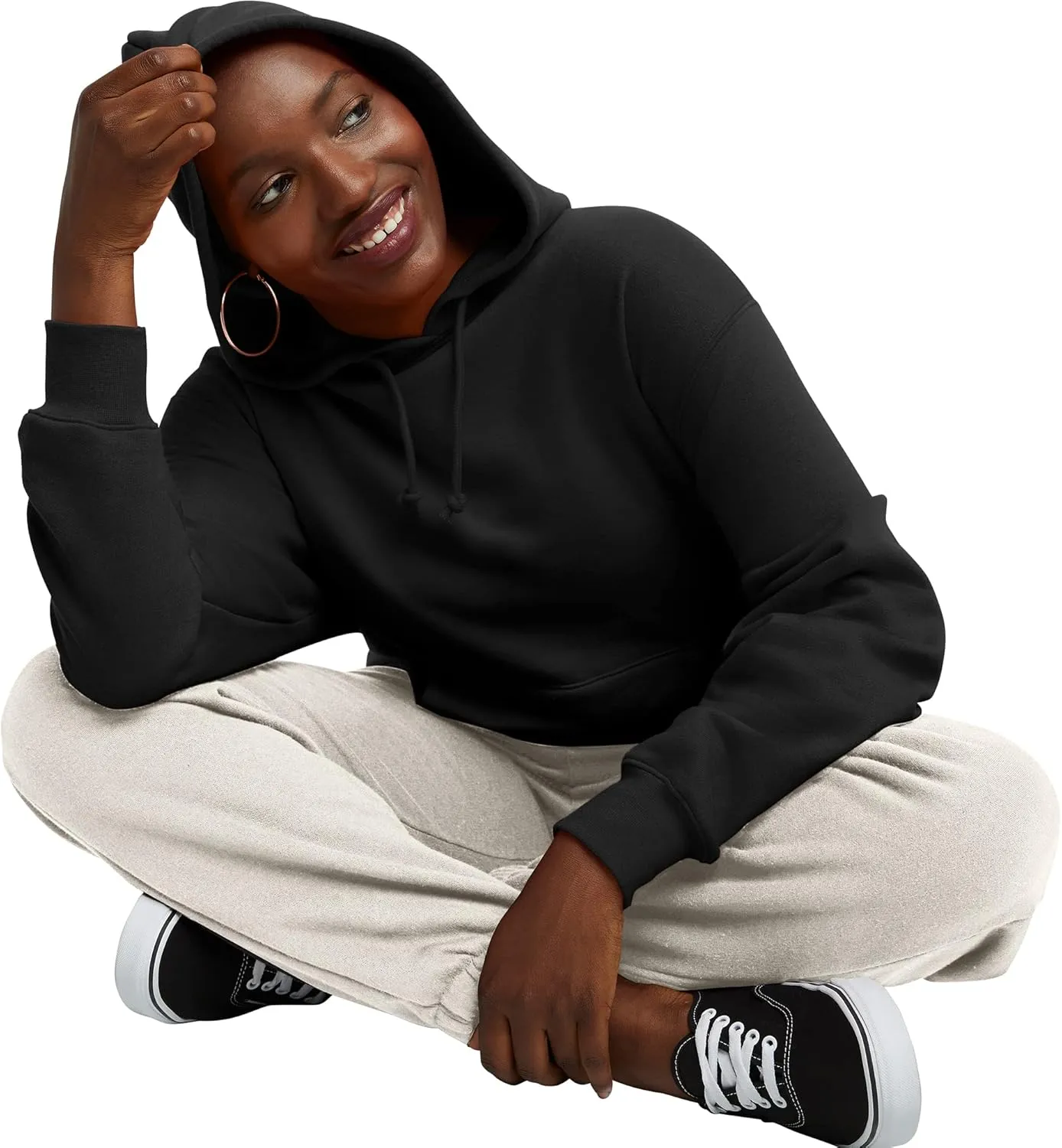 Hanes Women's Midweight Fleece Jogger Sweatpants with Pockets, Plus, Floral, 30