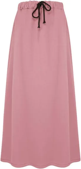 IDEALSANXUN Women's Fall Winter Fleece Lined Elastic Waist Long Skirts with Drawstring