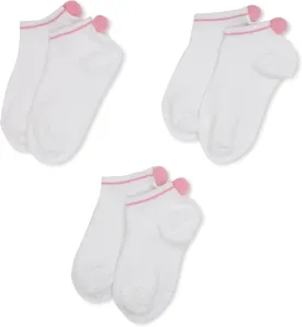 Jefferies Socks Girls 2-6X Seamless Pom Ped 3 Pair Pack Socks