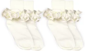 Jefferies Socks Girls Misty Ruffle Lace Dress Turn Cuff Socks 2 Pair Pack