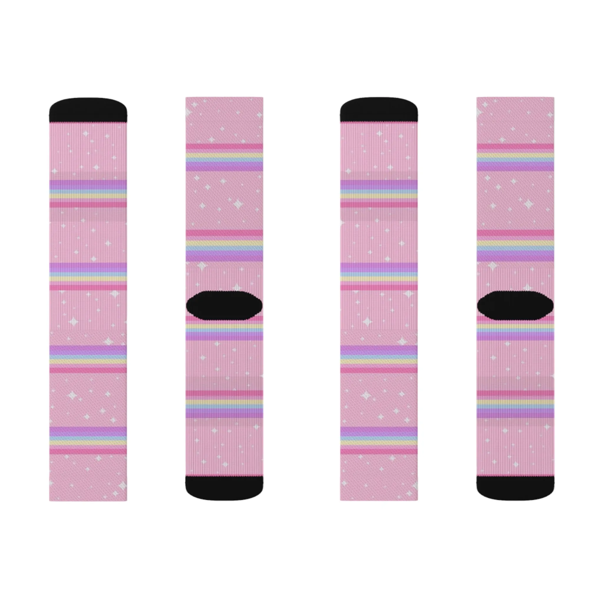 Kawaii Sparkle Cake Rainbow Beam Sublimation Socks
