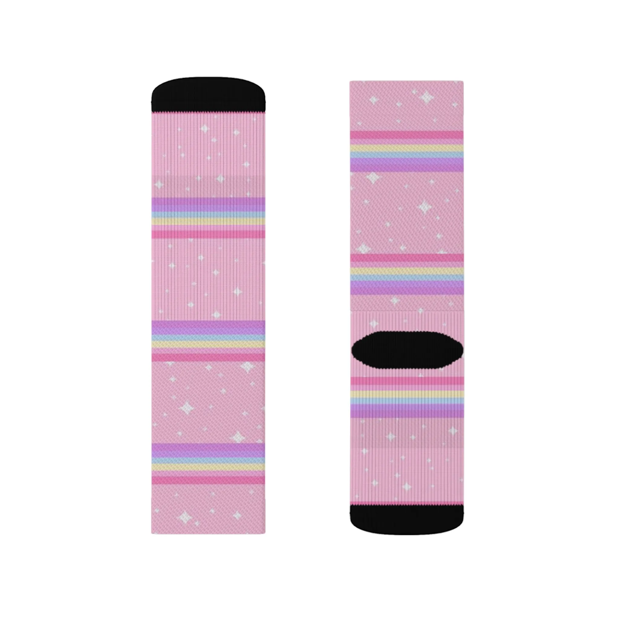 Kawaii Sparkle Cake Rainbow Beam Sublimation Socks
