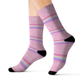 Kawaii Sparkle Cake Rainbow Beam Sublimation Socks