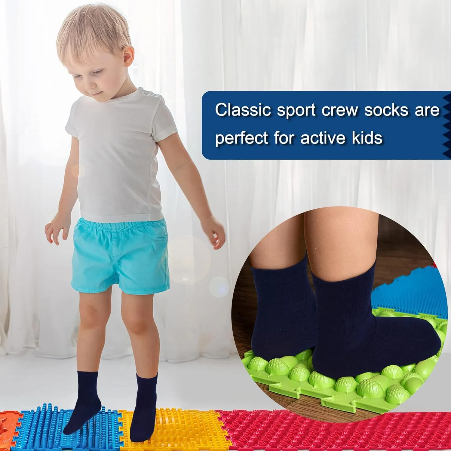 Kids Crew Socks, Mid Cut Socks for Toddler Kids Boys Girls(1-14 Years), 20 Pairs Athletic Mid Calf Sock Multipack