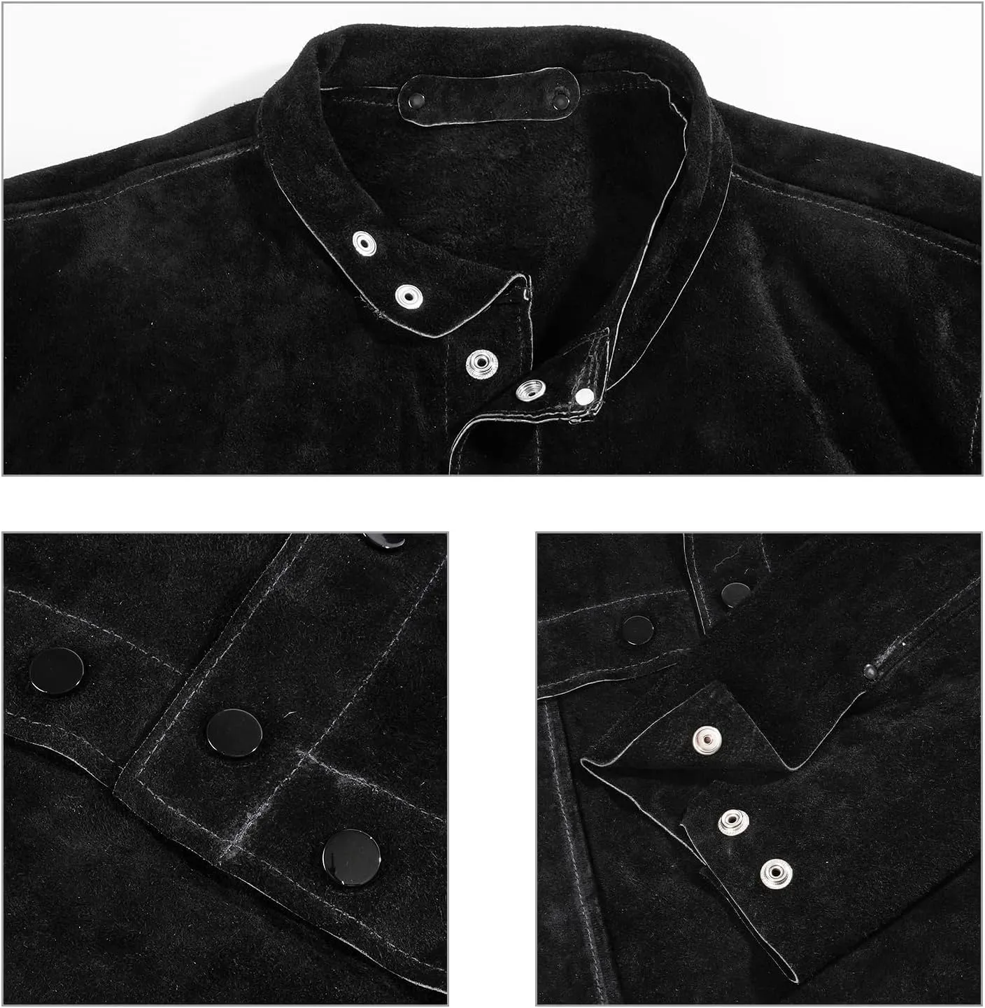 LeaSeek Leather Welding Jacket - Heavy Duty Welding Apron with Sleeve,Heat Flame Resistant Cowhide Weld Coat for Men Women.