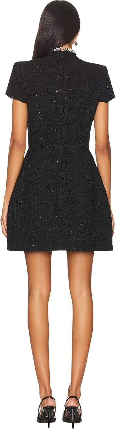 LuFeng Womens Sexy Short Sleeve High Neck Pearls Mini Dress Party Clubwear Club Bodycon Short Dresses