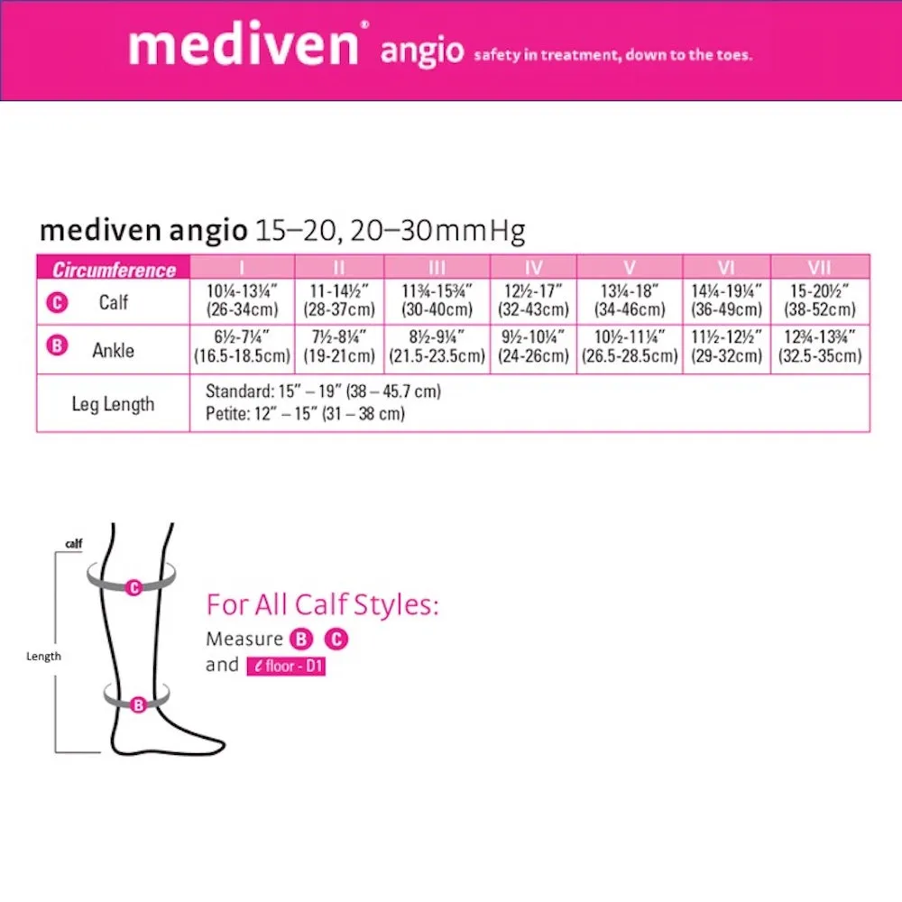 mediven angio 20-30 mmHg PAD Diabetic Calf High Closed Toe Compression Socks