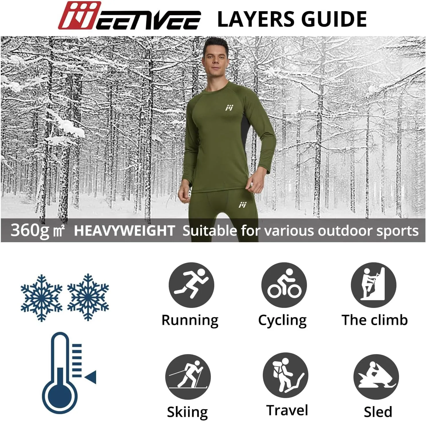 MEETWEE Thermal Underwear for Men, Winter Base Layer Set Tops & Long Johns Winter Ski Cold Weather Gear for Heat Retention