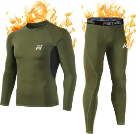 MEETWEE Thermal Underwear for Men, Winter Base Layer Set Tops & Long Johns Winter Ski Cold Weather Gear for Heat Retention