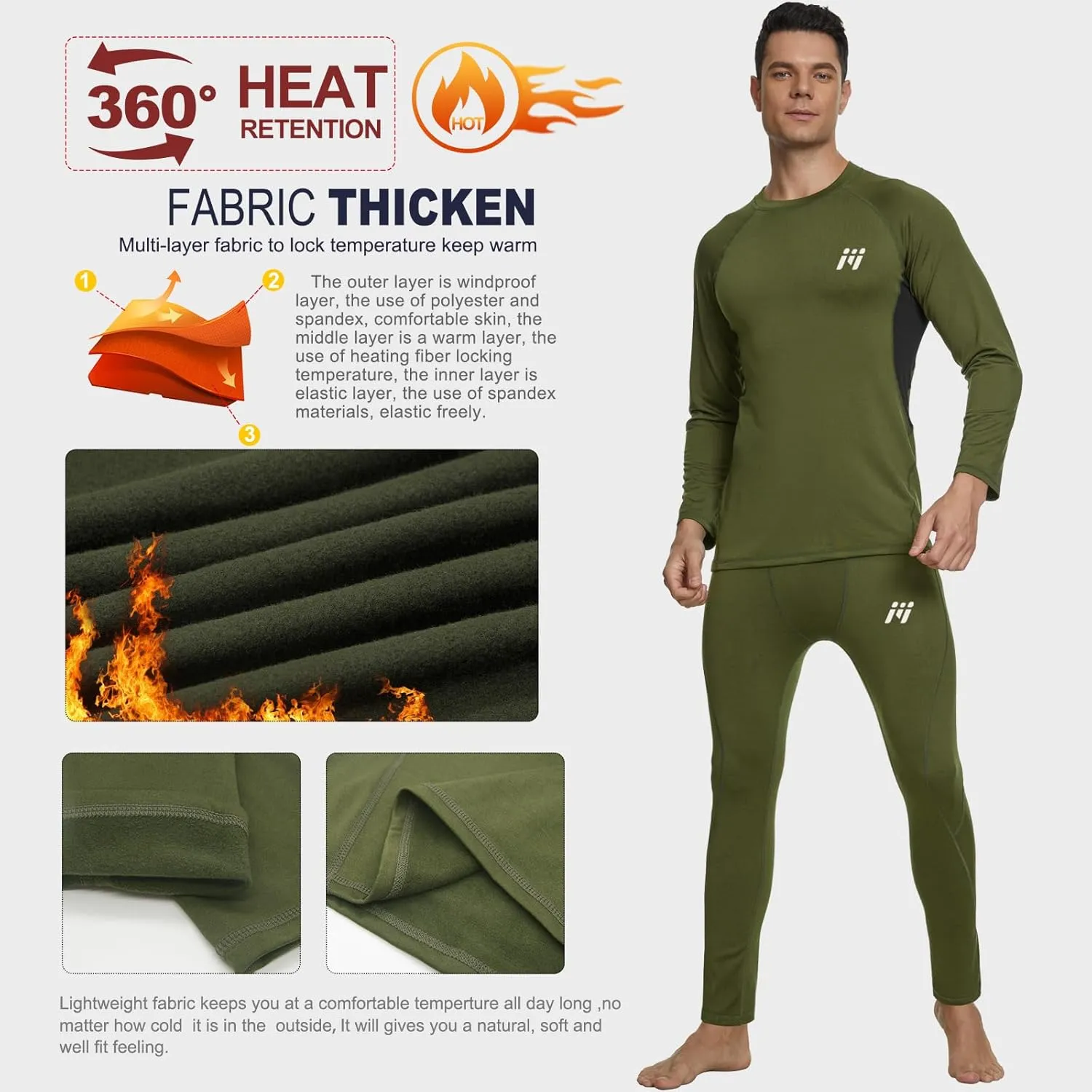 MEETWEE Thermal Underwear for Men, Winter Base Layer Set Tops & Long Johns Winter Ski Cold Weather Gear for Heat Retention