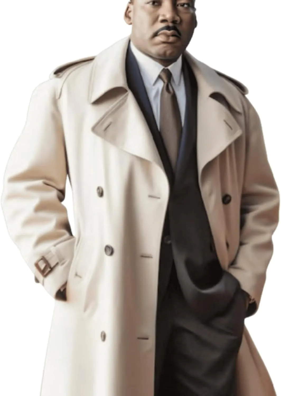 Mens Classic Double-Breasted Trench Coat  Wool Blend Long Overcoat for Formal & Casual Winter Style