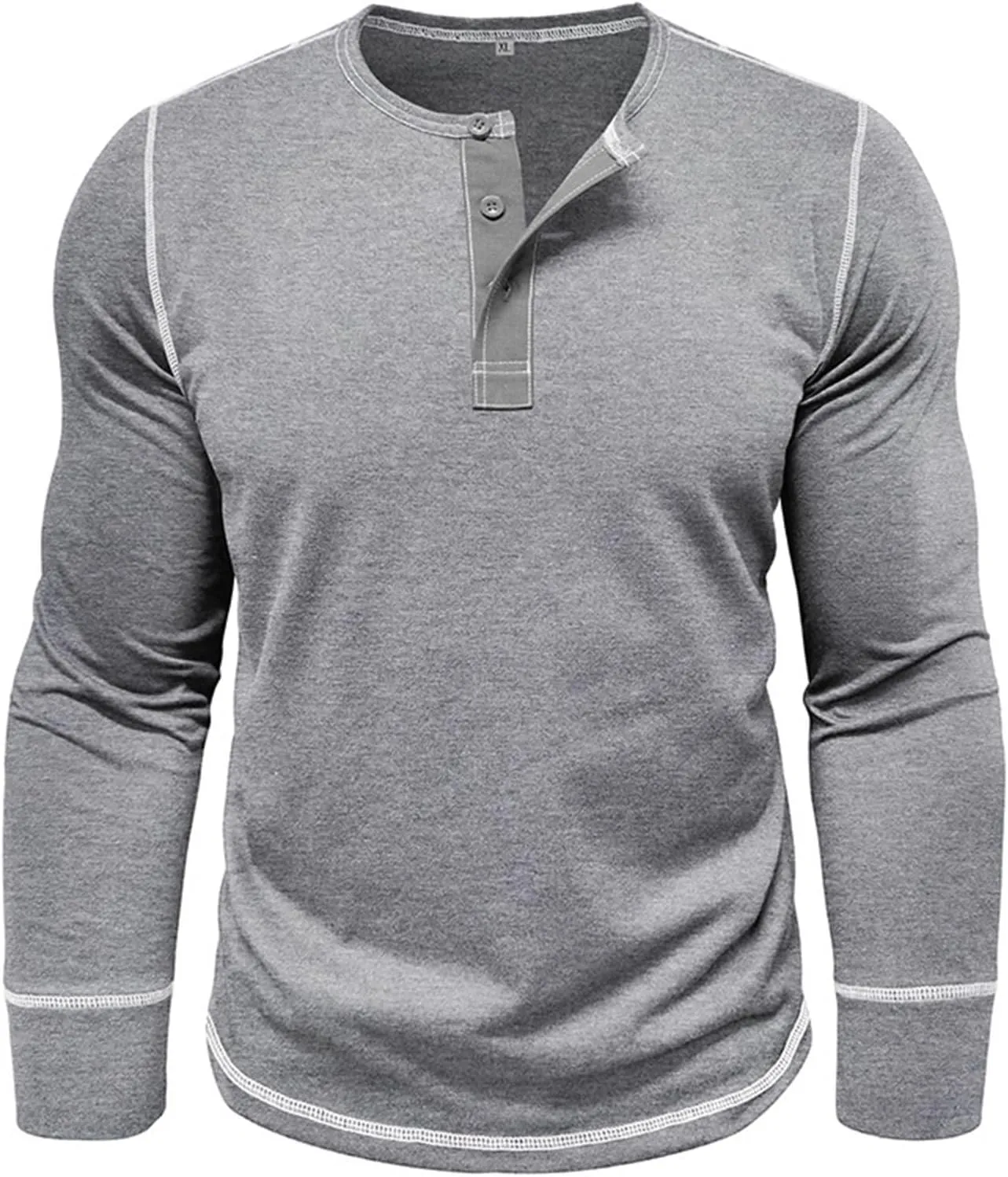 Men's Henley Shirts Cotton Button Down Shirts Long Sleeve Pullover Shirts Casual Stylish Solid Baggy Shirts