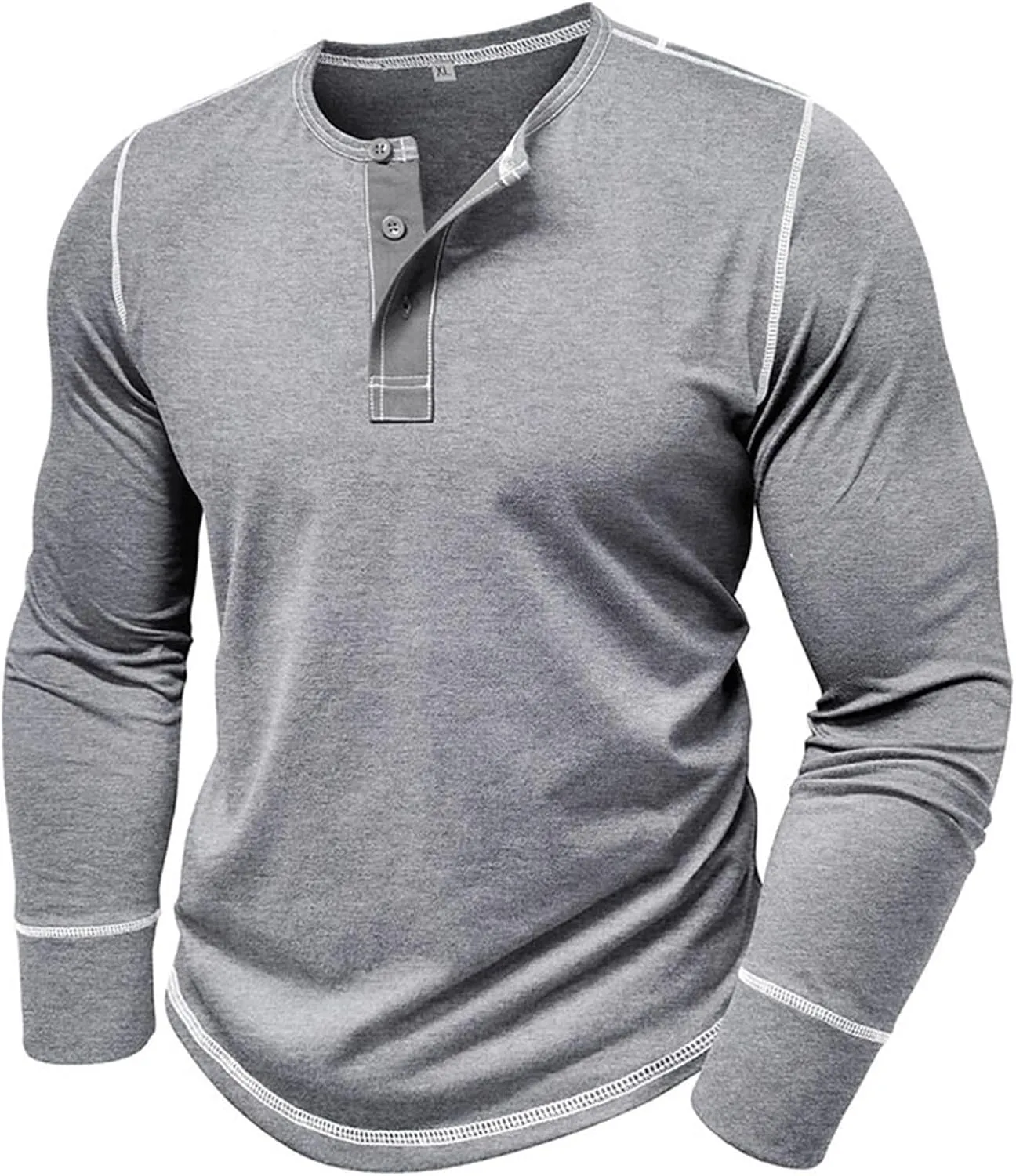 Men's Henley Shirts Cotton Button Down Shirts Long Sleeve Pullover Shirts Casual Stylish Solid Baggy Shirts