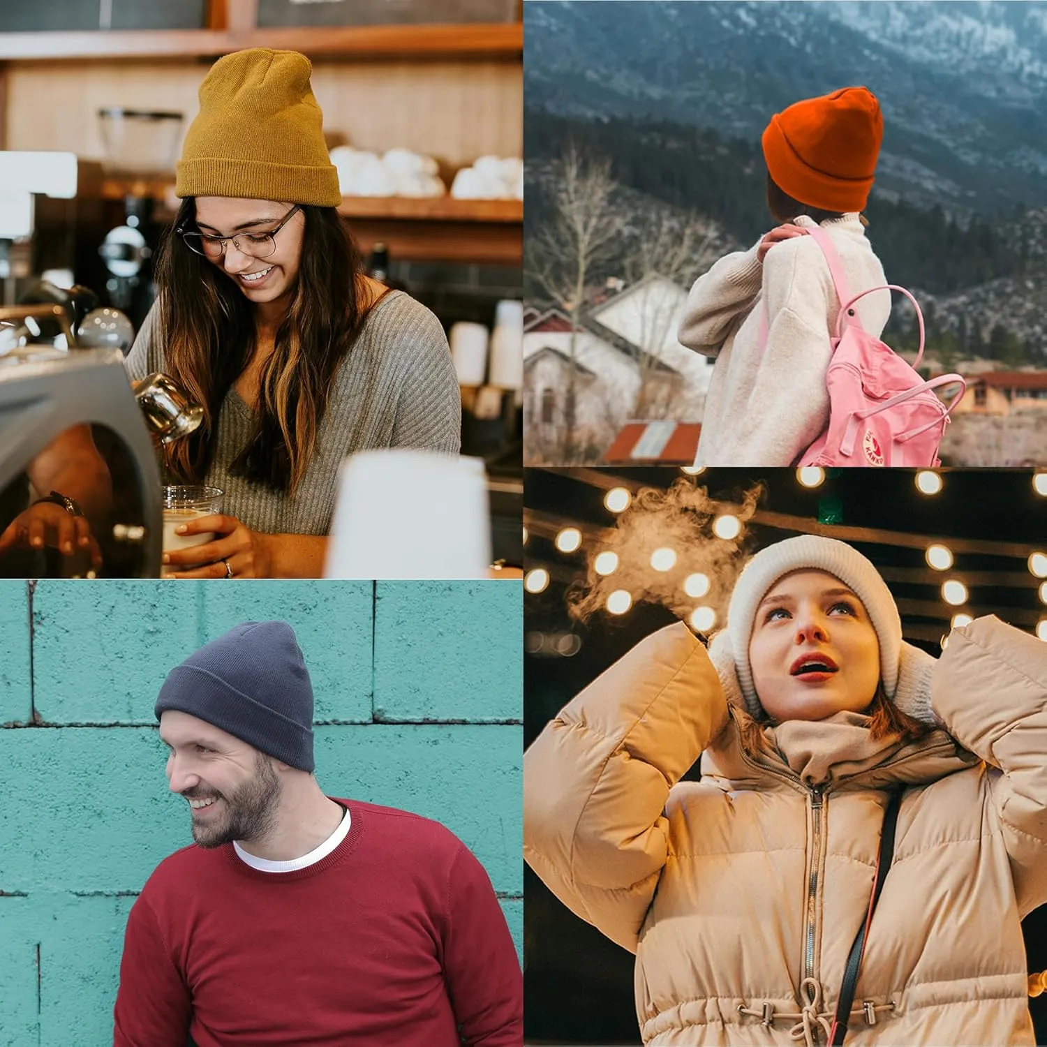 PFFY 2 Packs Unisex Beanie Hats for Men Women Knit Winter Beanies