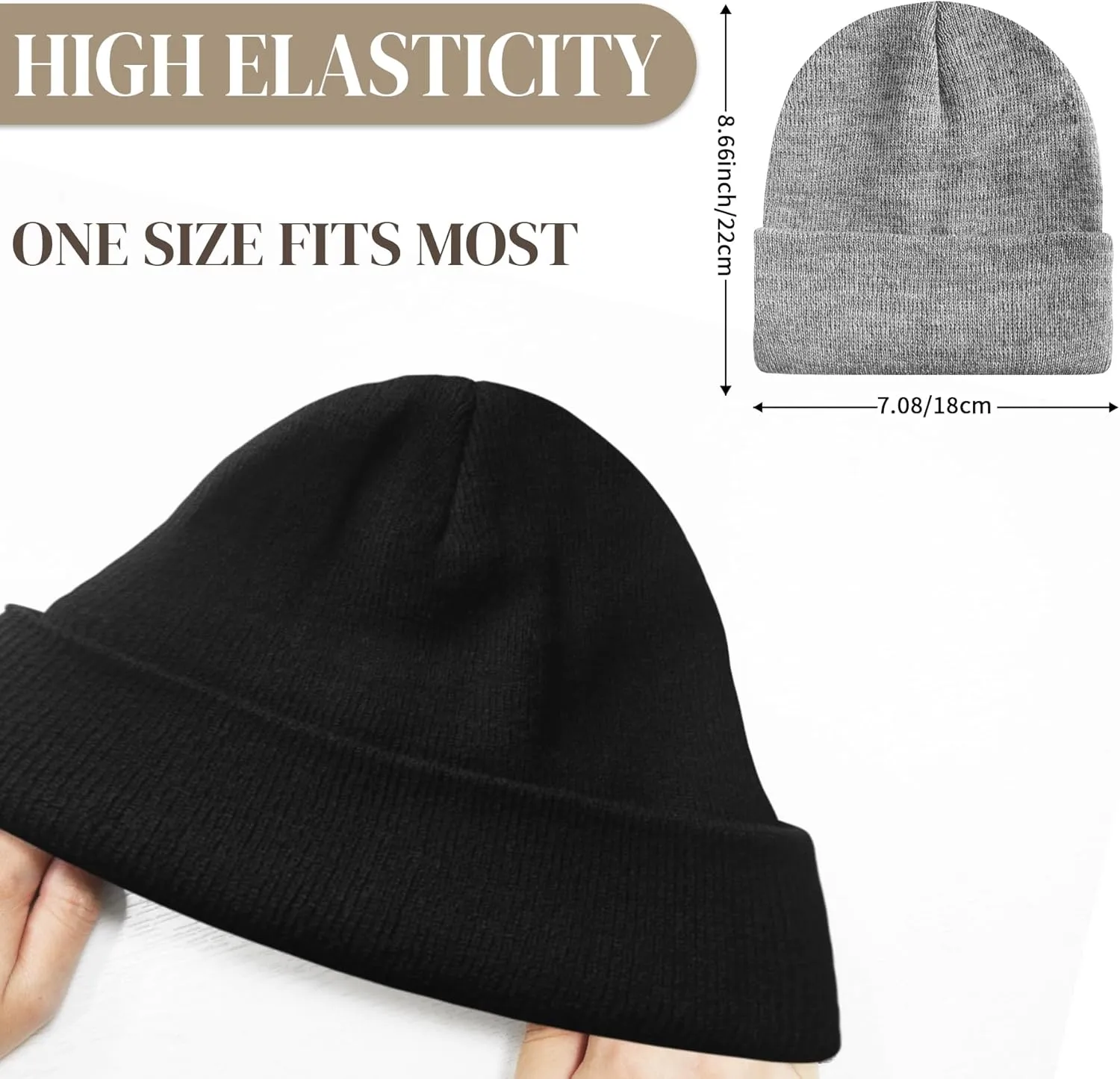 PFFY 2 Packs Unisex Beanie Hats for Men Women Knit Winter Beanies