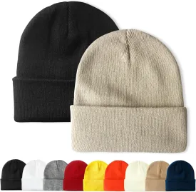 PFFY 2 Packs Unisex Beanie Hats for Men Women Knit Winter Beanies