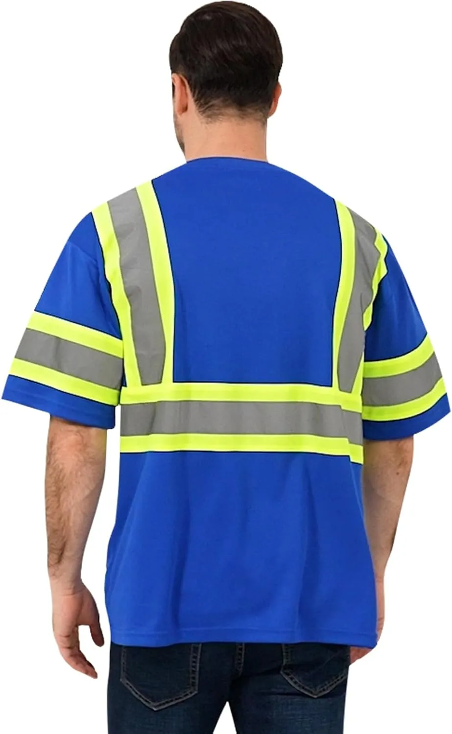 ProtectX High Visibility Short Sleeve Reflective Safety T-Shirt, Men's Heavy Duty Breathable Hi Vis Shirts, Class 2 Type R