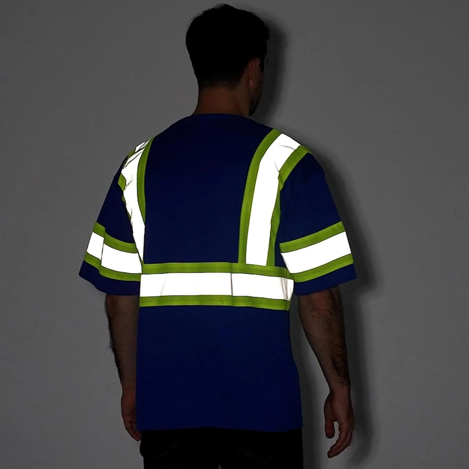 ProtectX High Visibility Short Sleeve Reflective Safety T-Shirt, Men's Heavy Duty Breathable Hi Vis Shirts, Class 2 Type R