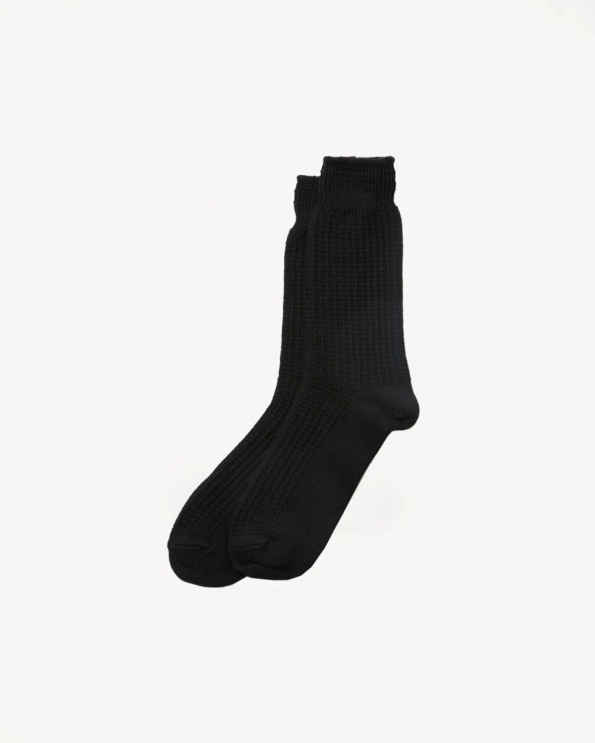 R1110 - Waffle Cotton Crew Sock - Black