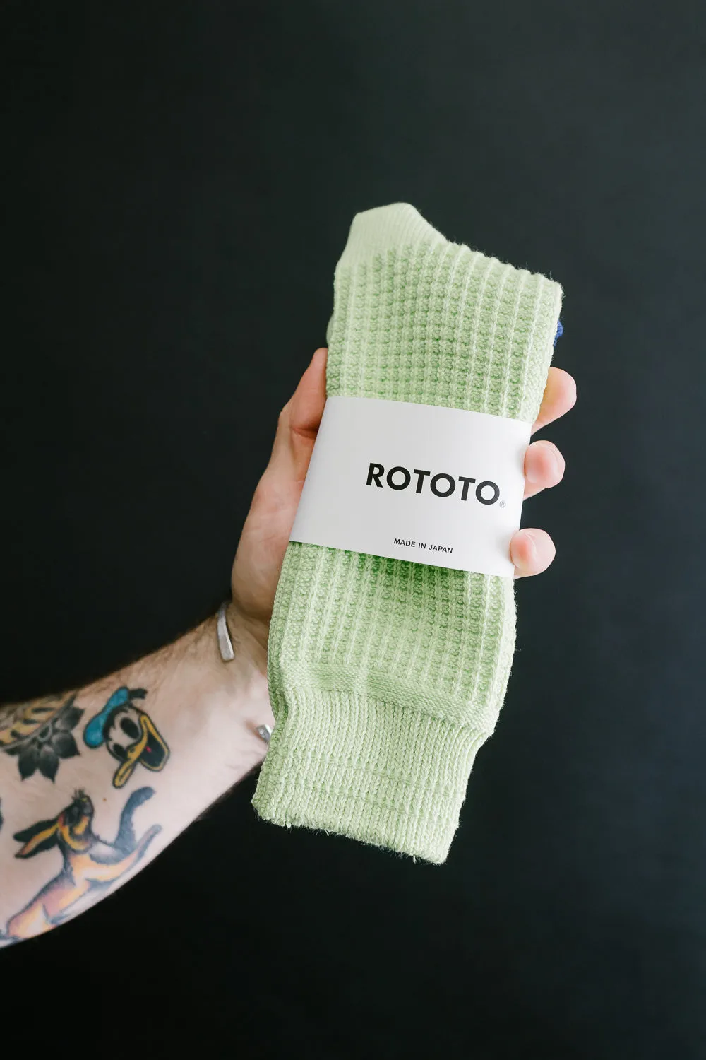 R1110 - Waffle Cotton Crew Sock - Lime