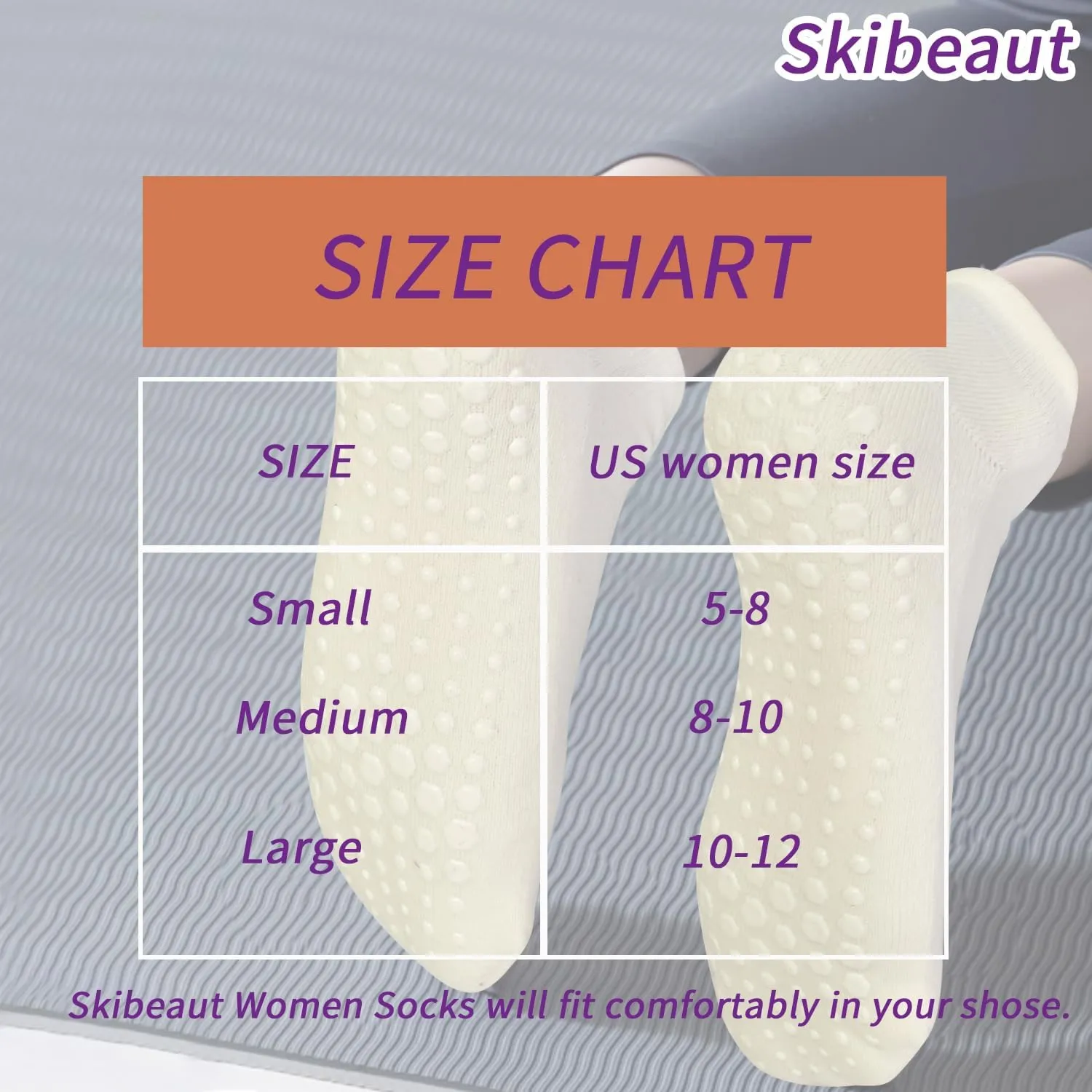 SkiBeaut Yoga Grips Non Slip Socks Pilates Anti Skid Sticky Grippers Ballet Barre Socks for Women 3 Pairs