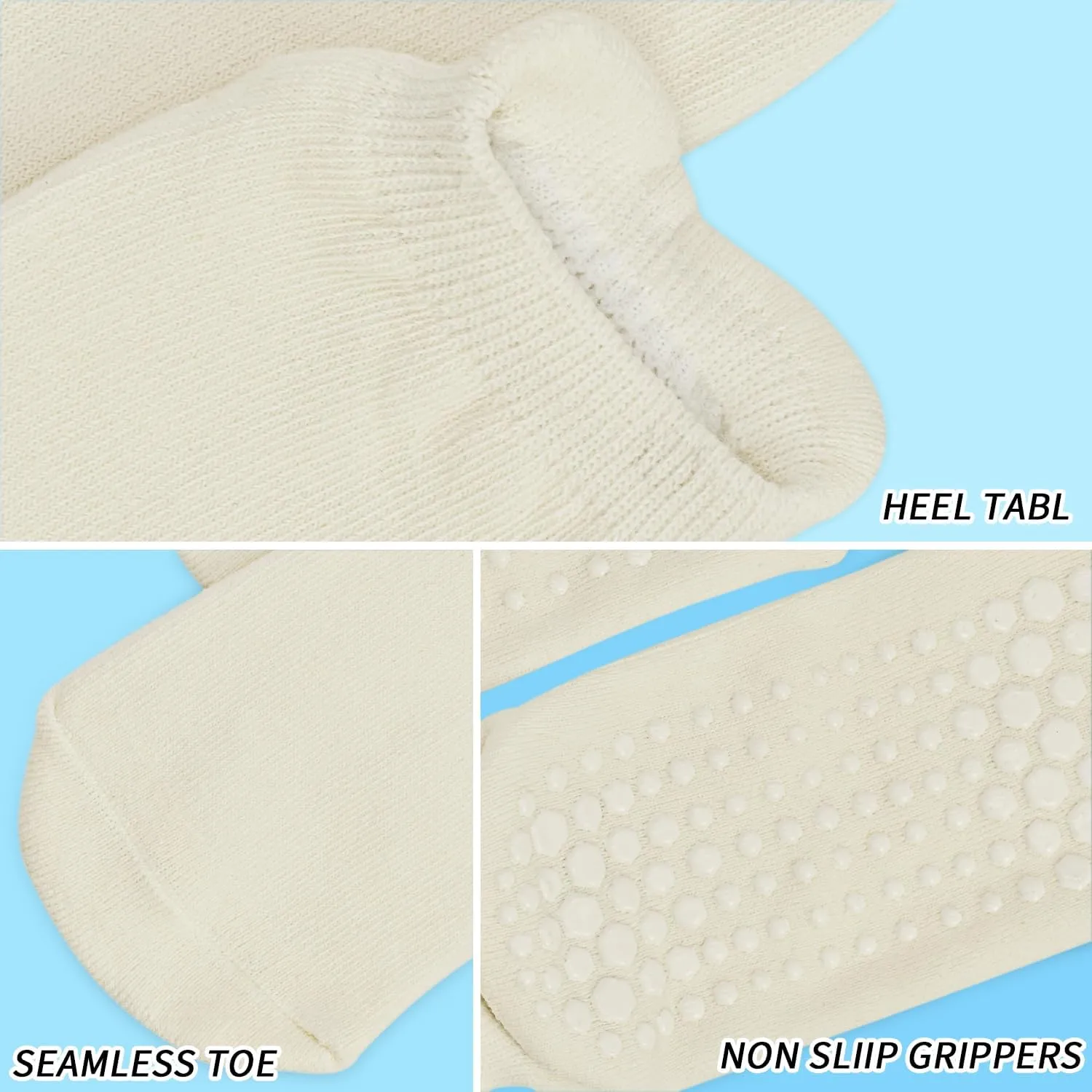 SkiBeaut Yoga Grips Non Slip Socks Pilates Anti Skid Sticky Grippers Ballet Barre Socks for Women 3 Pairs