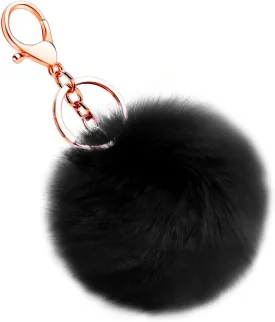 Soleebee Soft Artificial Rabbit Fur Keychain Plush Ball Key Ring Cute Pom Pom Bag Charm for Women Girls
