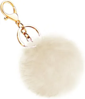 Soleebee Soft Artificial Rabbit Fur Keychain Plush Ball Key Ring Cute Pom Pom Bag Charm for Women Girls