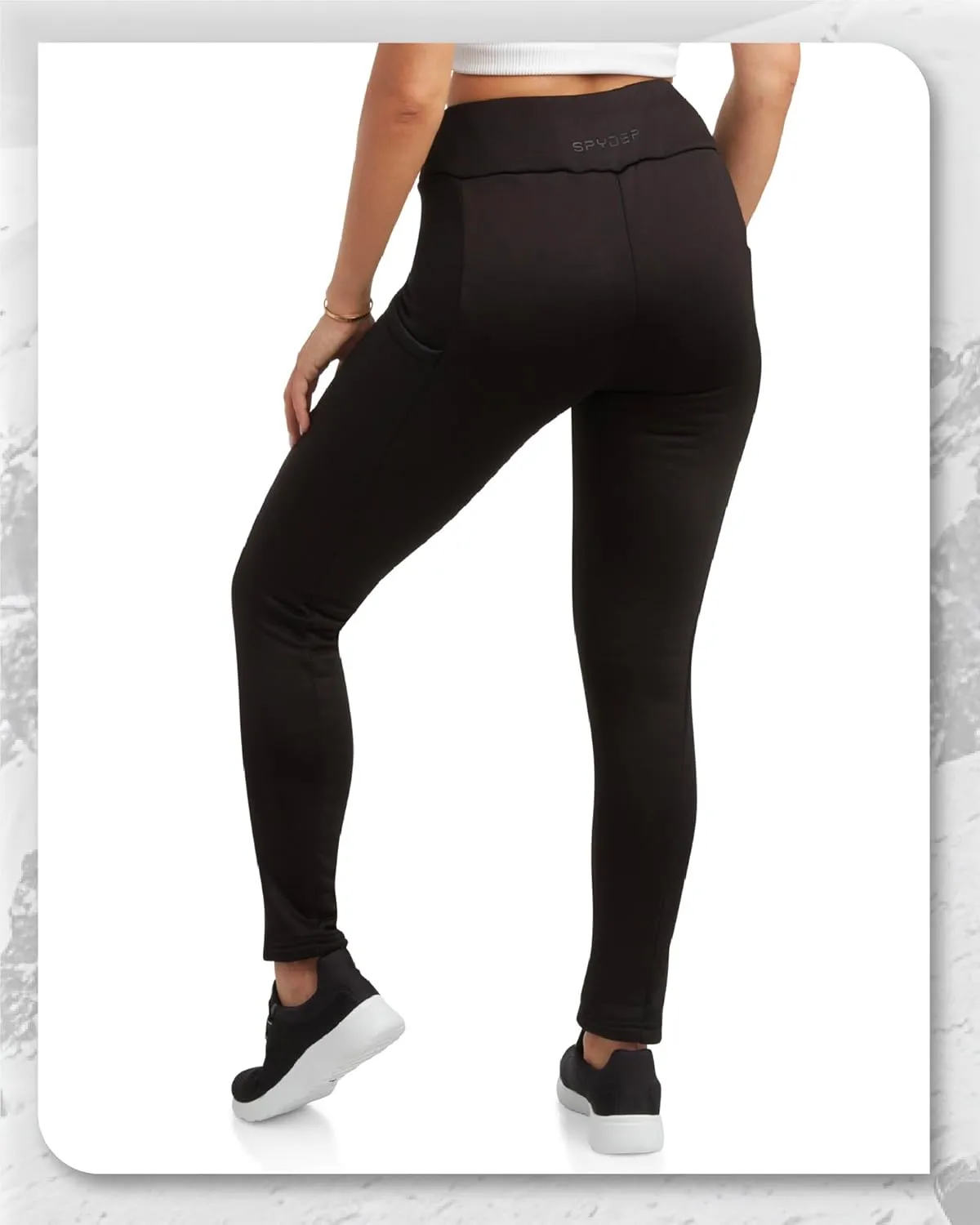 Spyder Womens Active Leggings - Soft Fleece Bonded Tights with Zip Stash Pocket High-Waisted Leggings for Women (Sizes:S-XL)