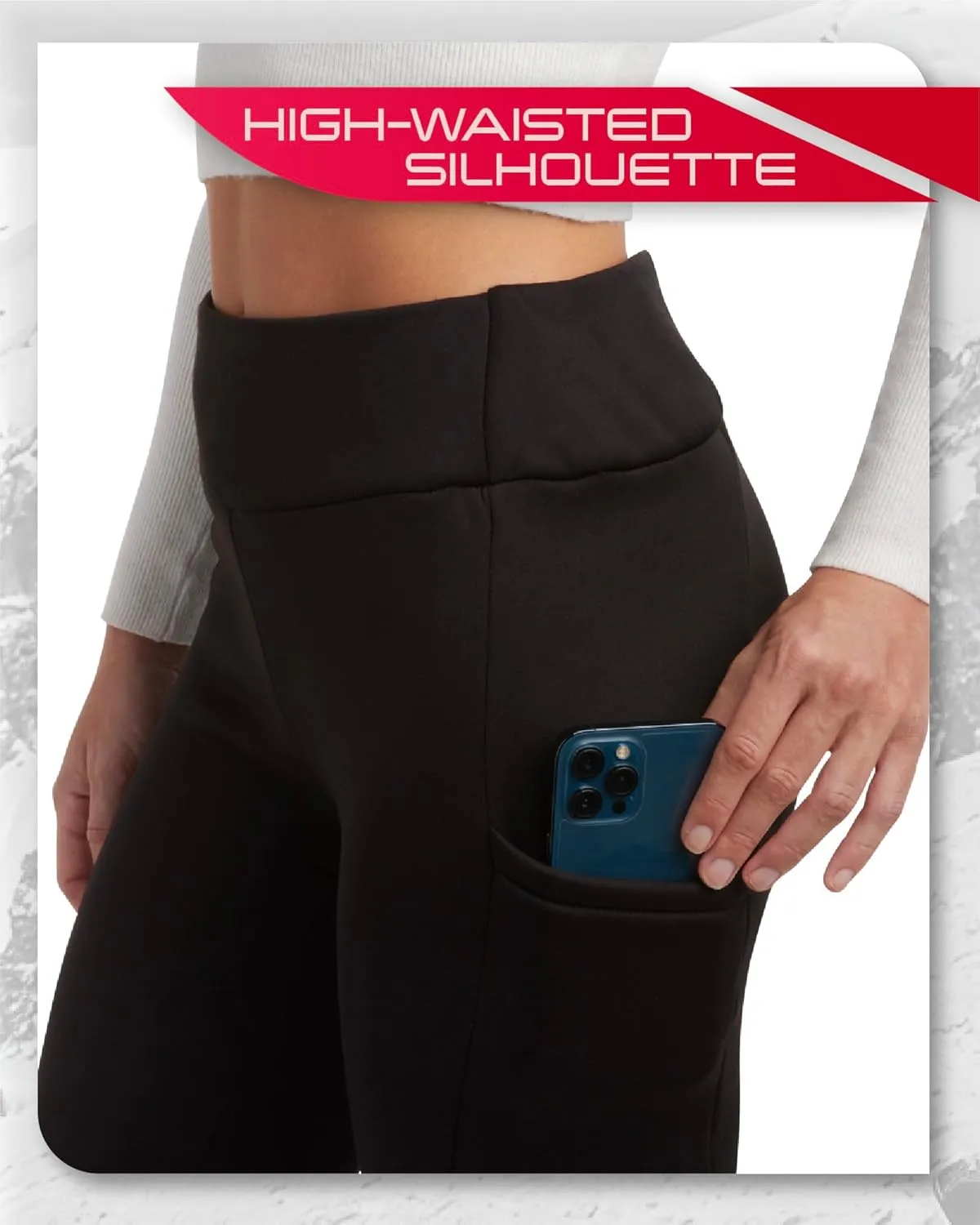 Spyder Womens Active Leggings - Soft Fleece Bonded Tights with Zip Stash Pocket High-Waisted Leggings for Women (Sizes:S-XL)